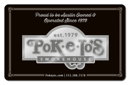 poke jos silver logo on a black background with silver border